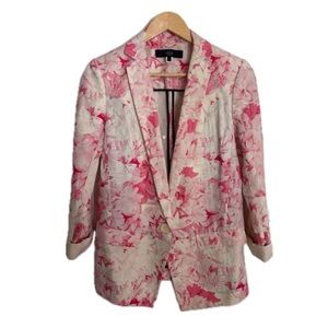 TIBI Vintage Silk Floral Pink Blazer Suit Jacket Size 4